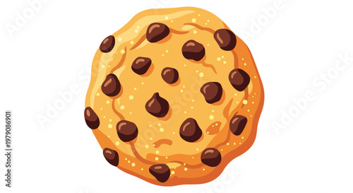 Chocolate Chip Cookie Illustration Isolated White.