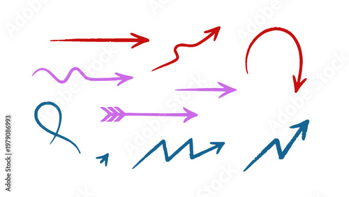 Hand-drawn arrows showing movement, direction, and flow.