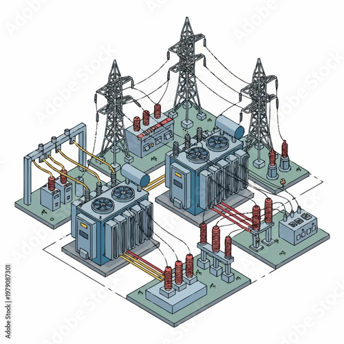 Electric power transmission and distribution substation.