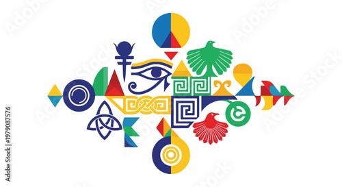 Colorful Geometric Shapes Icon Set.