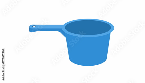 A simple blue plastic ladle or dipper with a handle, perfect for scooping liquids and everyday kitchen tasks
