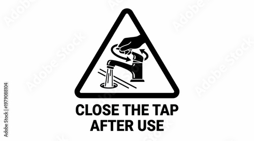 Silhouette of a closed faucet with a water drop crossed out symbolizing no water or shut off plumbing icon