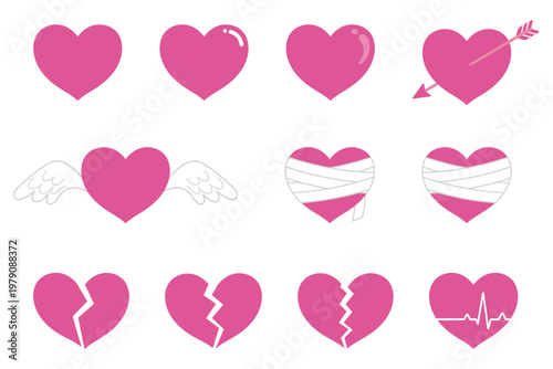 ピンクの色々なハートマーク