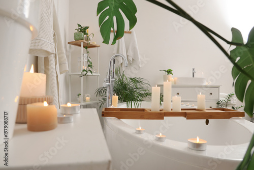 Interior of bathroom with b...