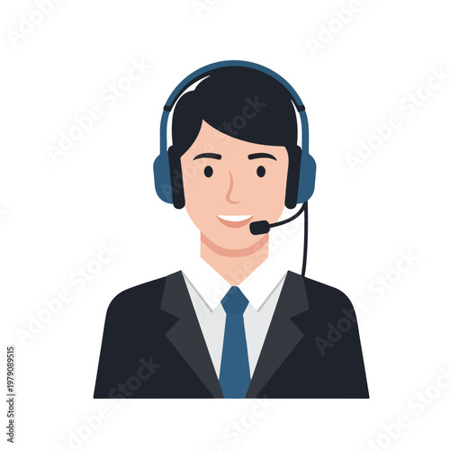 A smiling man wearing a headset