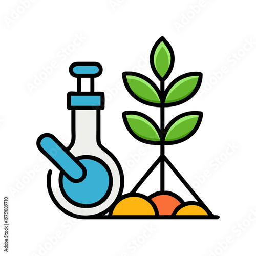 Modern agriculture vector illustration representing botany research and crop analysis on black backdrop