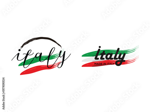 Italian tricolor logo symbol, vector illustration, Isolated on Transparent Background