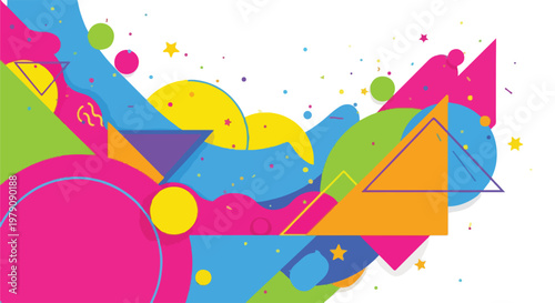 Colorful abstract shapes and splatters.