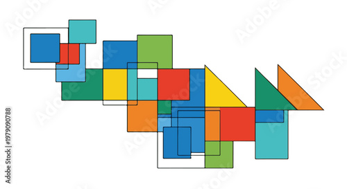 Colorful geometric shapes in motion 4.