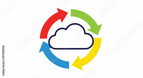Cloud Computing Circular Arrow Icon.