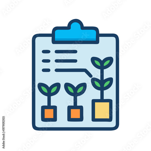 Growth Chart on Clipboard: Plants Illustrating Progress, Planning and Sustainable Investment