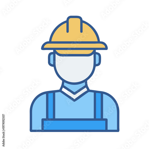 Illustration of a worker with helmet isolated on black background for construction projects