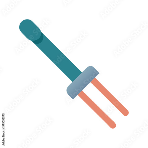 Flat vector icon of a cosmetic applicator with two coral colored tips