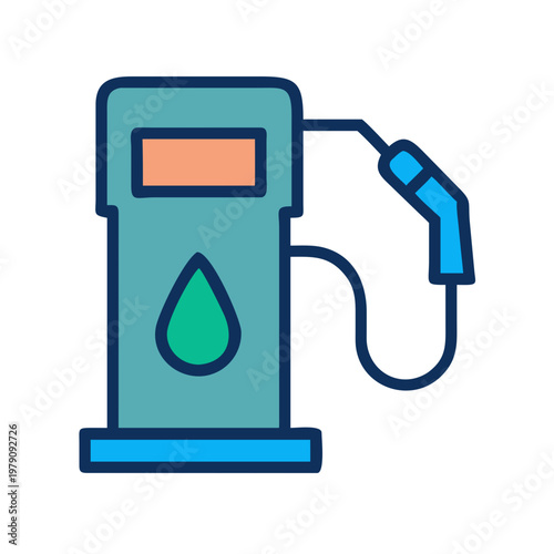 Gas station pump icon illustration in flat design style isolated on black