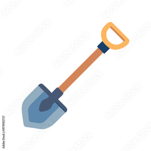 Illustration of garden shovel on black background representing gardening or outdoor work