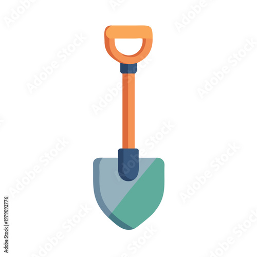 Illustration of a simple shovel with orange handle against a black background