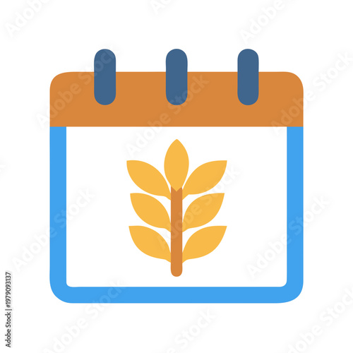 Calendar icon with wheat symbol representing agricultural events and seasonal scheduling