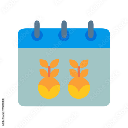 Calendar Icon with Wheat Illustration Representing Harvest Season Scheduling and Agricultural Planning