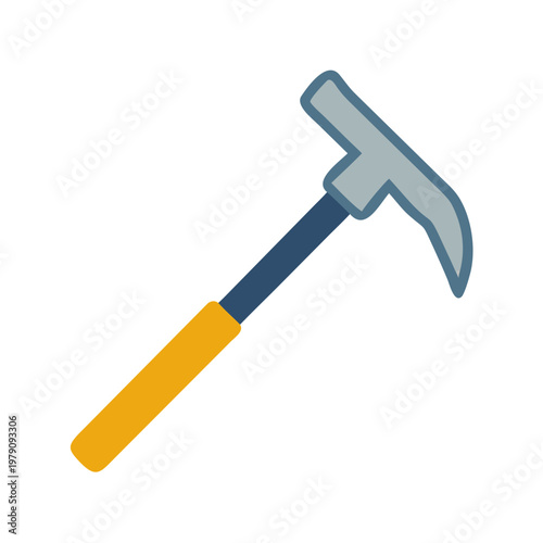 Cartoon rock hammer illustration with blue handle on black background
