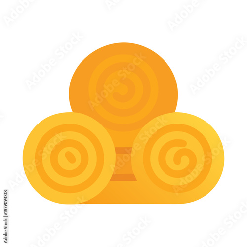 Hay Bales Flat Design Illustration for Agriculture Concepts on Black Background