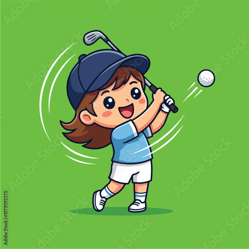 Little girl playing golf swing 1.