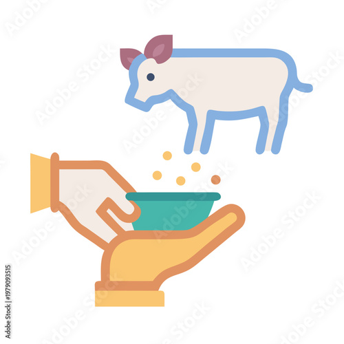 Offering food to a small pig: a gesture of care and animal welfare