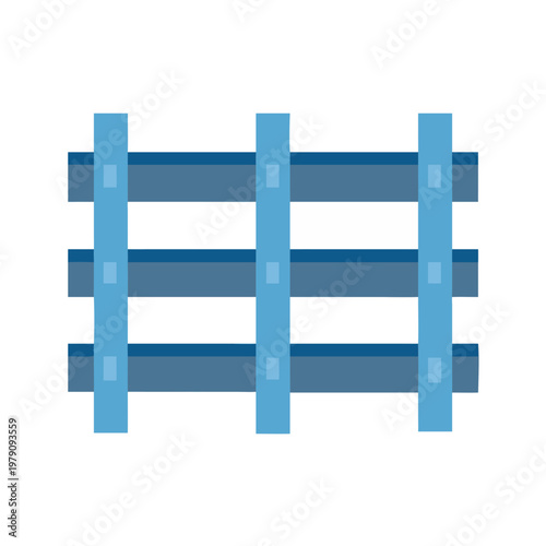 Stylized illustration of a blue wooden fence against a stark black backdrop
