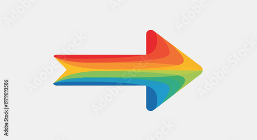 Rainbow gradient arrow pointing to right, white background, simplistic
