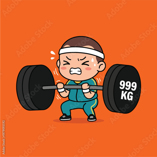 Man Lifting Heavy Weights Gym.