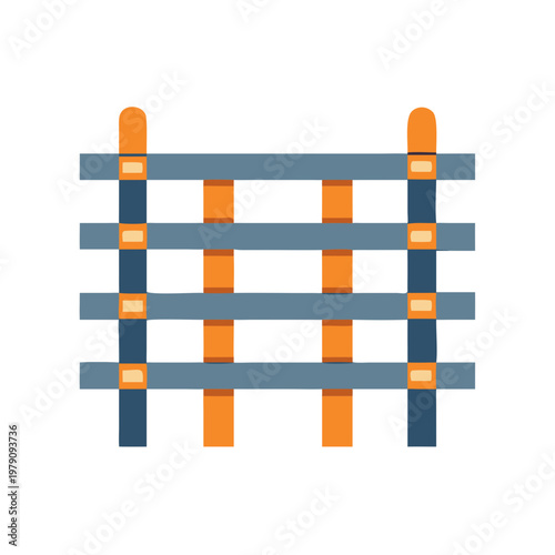 Stylized illustration of a wooden fence against a black background, flat design