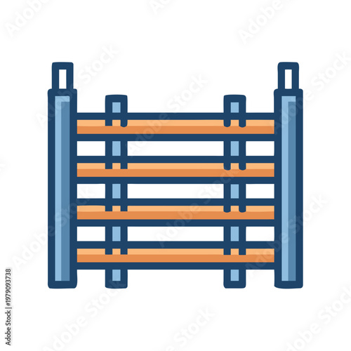 Illustration of wooden fence barrier for domestic animals or garden divider concept