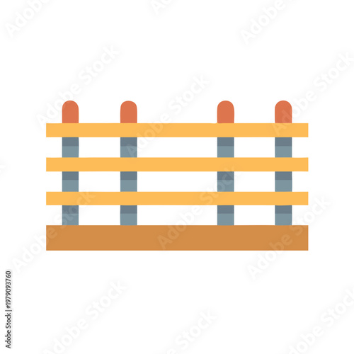 Illustration of wooden fence isolated on black background, construction concept