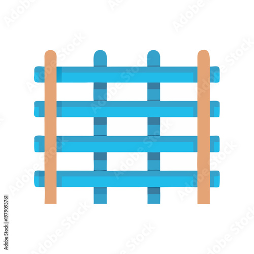 Blue horizontal bars intersect two vertical poles in a flat style illustration