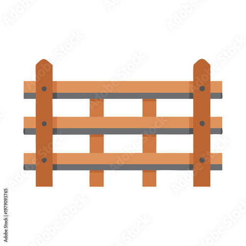 Illustration of a simple wooden fence against black background for design elements