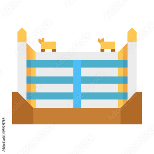 Isolated minimalist boxing ring icon illustration on black background for sports themes