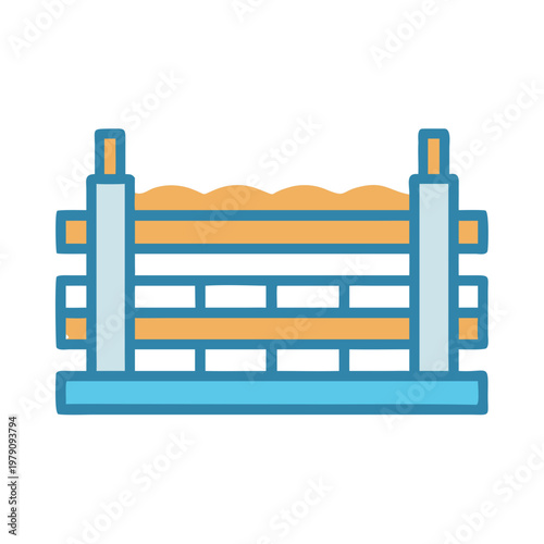 Stylized wooden fence graphic with sandy fill on black background for design purposes