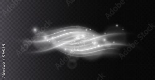 Air, wind effect isolated on transparent background. Airflow overlay fresh air for cleaning, cooling or changing the air. Wind Wave Effect.