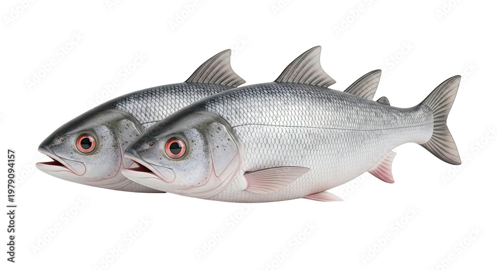 Fototapeta premium Two Silver Fish with Red Eyes