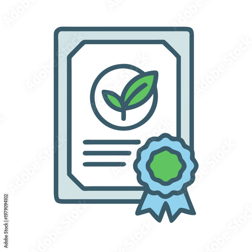Symbolic Illustration of an Eco-Friendly Certification Badge on a Black Background