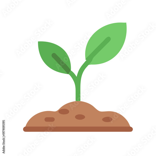 Sprout in soil illustration showing spring growth and plant life concept.
