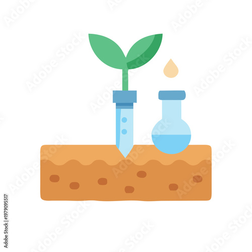 Scientific Experiment on Plant Growth and Water Drop in Flat Style