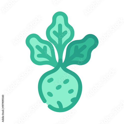 Stylized Vector Illustration of a Turnip on Black Background with Flat Design
