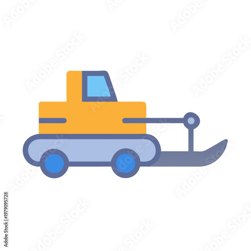 Colorful Vector Graphic of a Snowcat on a Black Background