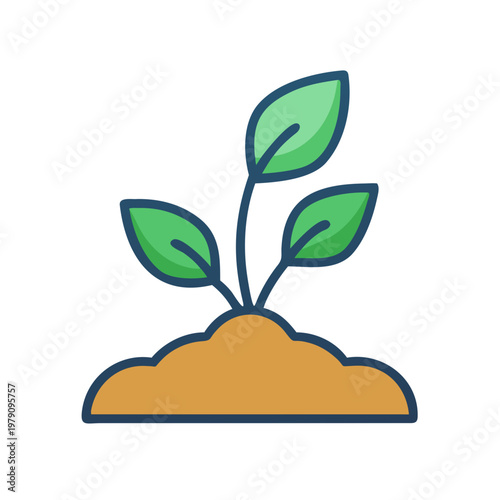 Illustration of a small plant sprouting from the ground on black background