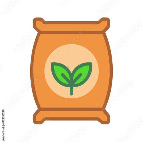 Illustration of fertilizer bag promoting agricultural growth and sustainable farming practices