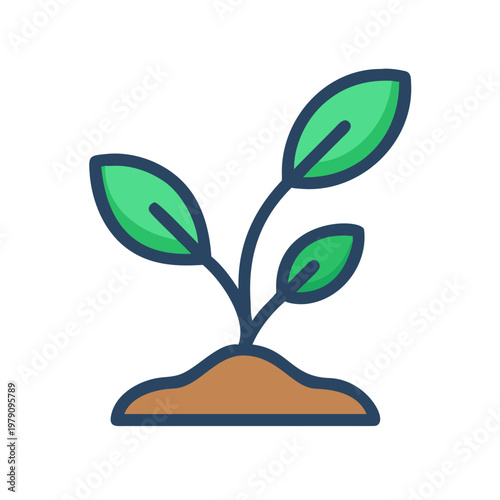 Illustration of a plant sprouting from the earth, representing growth and nature