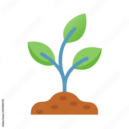 Illustration of a seedling growing out of soil on a black background