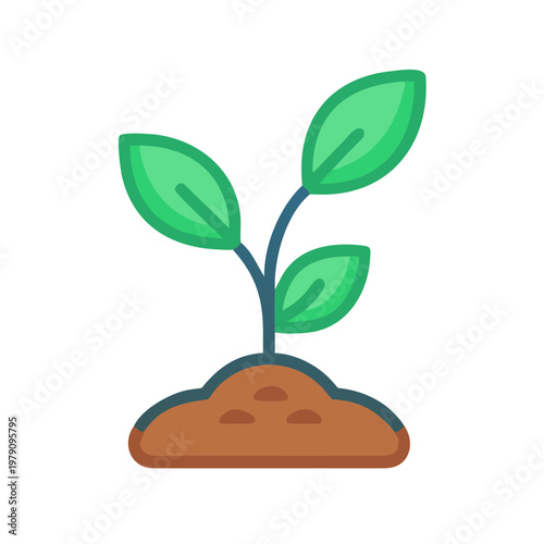 Illustration of a small seedling growing from soil against a black background