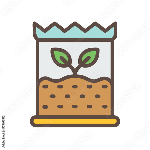 Seed packet illustration showing growth, representing agriculture, gardening and sustainable practices.