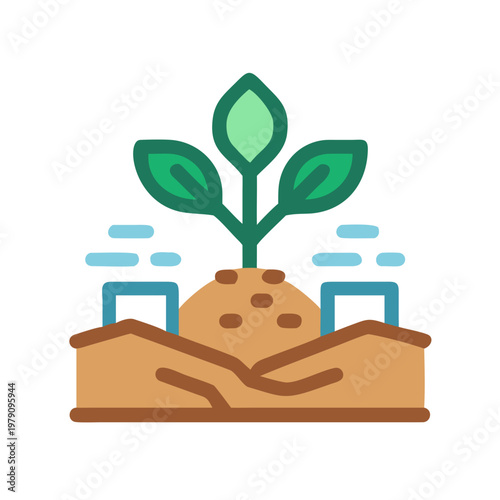 Growing Plant Near Factory Illustrating Sustainable Development or Green Technology Initiative